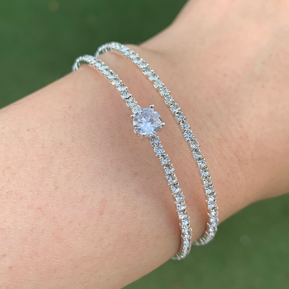 BRAND NEW Silver Crystal Bracelet - Picture 1 of 4